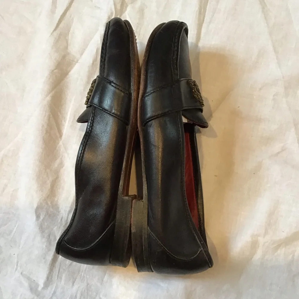 Vintage Ralph Lauren Black Leather Loafers Gold Crest Benchmade in Maine USA 8.5